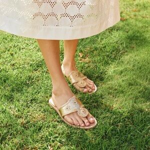 Jack Rogers Original Jacks Wide Sandal NWOT 10 W Platinum